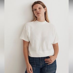 Madewell Waffle Mockneck Tee ivory white size SM new